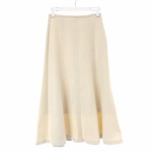 21AW フリースフレアスカート -ウォッシャブル- ロング マキシ S 白 ホワイト 1624-137-3667