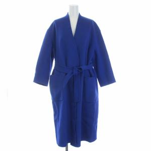 20AW ダブルフェイスベルテッドコート ノーカラーコート ミドル丈 ロング 36 ブルー