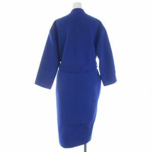 UNITED ARROWS 20AW ダブルフェイスベルテッドコート ノーカラーコート ミドル丈 ロング 36 ブルー