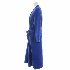 UNITED ARROWS 20AW ダブルフェイスベルテッドコート ノーカラーコート ミドル丈 ロング 36 ブルー