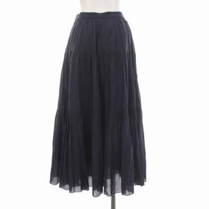 ANAYI 22SS ティアード スカート フレア ロング 36 S 紺 ネイビー