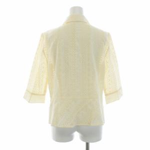 Leilian シャツ ジャケット ジップアップ 総レース 七分袖 花柄 11 L 白 ホワイト