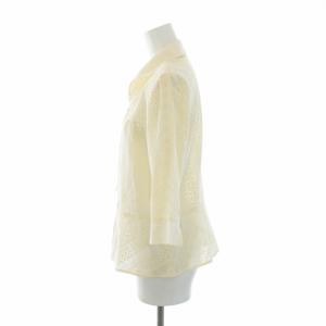 Leilian シャツ ジャケット ジップアップ 総レース 七分袖 花柄 11 L 白 ホワイト