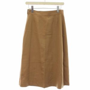 ANAYI ボックスプリーツスカート ミモレ ロング 金ボタン ウール 38 ブラウン