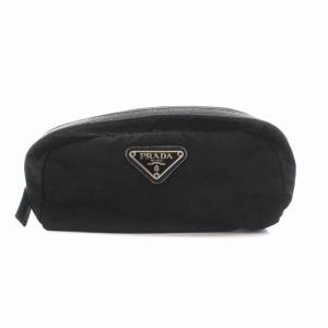 ポーチ 三角ロゴプレート ナイロン 黒 ブラック