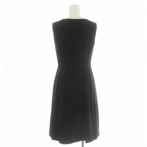 ANAYI ワンピース ひざ丈 ノースリーブ タックフレアスカート ギャザースカート 36 S 黒 ブラック