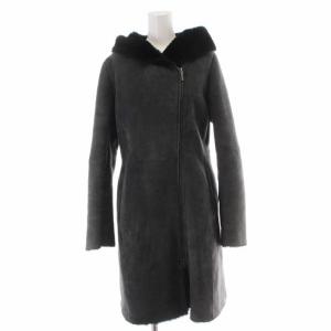 ロングコート ムートンコート ジャケット ファー ラム 毛皮 38 M グレー CMWOHW1302