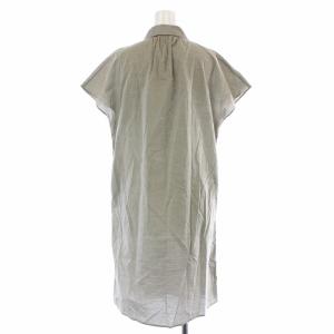 MARGARET HOWELL シャツワンピース ひざ丈 フレア フレンチスリーブ 半袖 1 S カーキ