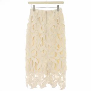 CELFORD 20AＷ リーフレーススカート タイトスカート レース ロング マキシ 36 S 白 ホワイト CWFS204018