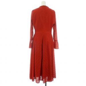 CELFORD 18AW ジャガードレースタートル ワンピース ロング 長袖 38 M 赤 レッド CWFO184098