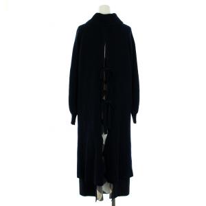 BLUE LABEL CRESTBRIDGE 17AW セットアップ ニットワンピース 長袖 半袖 ロング チェック 2WAY 36 ネイビー