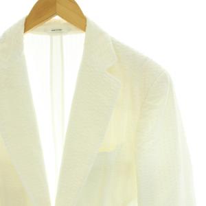 HERMES テーラードジャケット シングル 2B エンボス加工 大きいサイズ 50 XL ホワイト