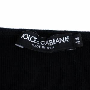 DOLCE&GABBANA ニット カットソー 半袖 リブ ヘンリーネック ハーフボタン 44 S 黒 ブラック G8422T FU7C2