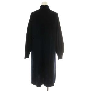 ANAYI 19AW ワンピース ひざ丈 ニット 長袖 ウール 38 M 紺 ネイビー