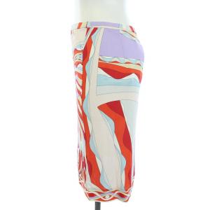 Emilio Pucci スカート プッチ柄 総柄 シルク混 ひざ丈 40 S マルチカラー