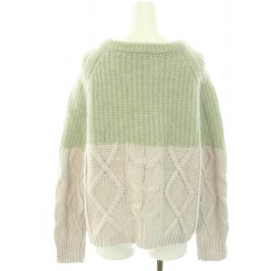 Diagram 20AW モヘヤ切替ニット セーター ウール混 ケーブル 長袖 36 S 黄緑 イエローグリーン 薄紫 ライト パープル