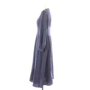 ANAYI 21AW ソフトアムンゼンタックフレアーワンピース ロング ミモレ 長袖 スリットネック ウール 36 S グレー 10212714650