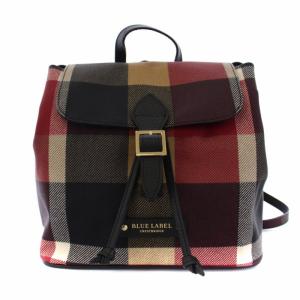 PVCバックパック リュックサック デイパック チェック柄 赤 レッド ベージュ