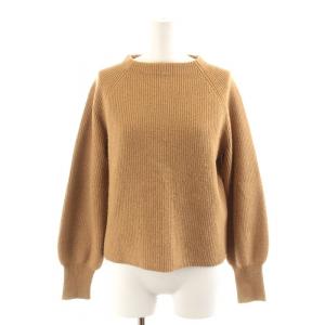 ニット セーター 長袖 モックネック ウール 36 S 茶 ブラウン