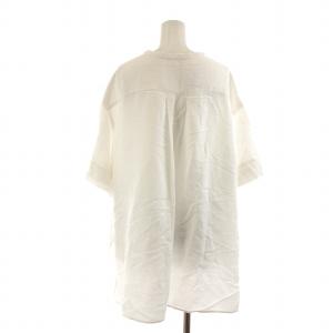 ADORE コンフォート麻ブラウス シャツ 半袖 スリットネック リネン 38 M 白 ホワイト 531-0110556
