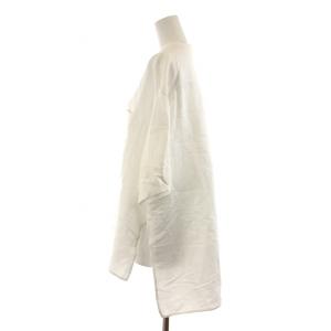 ADORE コンフォート麻ブラウス シャツ 半袖 スリットネック リネン 38 M 白 ホワイト 531-0110556