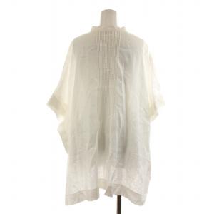 ADORE 21SS シアー麻ブラウス シャツ 半袖 フレンチスリーブ ノーカラー バンドカラー ピンタック リネン シースルー 38