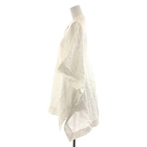 ADORE 21SS シアー麻ブラウス シャツ 半袖 フレンチスリーブ ノーカラー バンドカラー ピンタック リネン シースルー 38