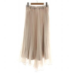 CELFORD 21AW イレギュラーヘムプリーツスカート ロング マキシ フレア シアー シースルー 36 S アイボリー CWFS215013