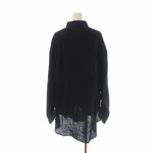 23区 22SS LIBECO ビッグシルエット ポケットシャツ ブラウス 長袖 麻 リネン 38 M 黒 ブラック BL23NM0504