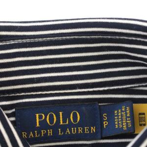 POLO RALPH LAUREN ブラウス シャツ 長袖 ストライプ ニットシャツ S ネイビー 紺