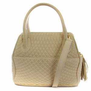BALLY ショルダーバッグ ハンドバッグ 2WAY フリンジ キルティング レザー ベージュ