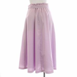 ANAYI リネン混 ストレッチフレアスカート ひざ丈 ベルト 麻混 38 M 紫 パープル