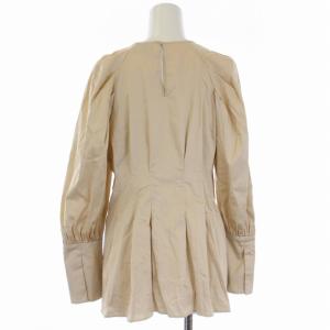 UNITED ARROWS Cサテン タック パフスリーブ ブラウス シャツ 長袖 36 S ベージュ 1521-162-1393