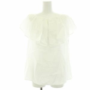 22AW ラッフルブラウス シャツ ノースリーブ フリル コットン 36 S 白 ホワイト