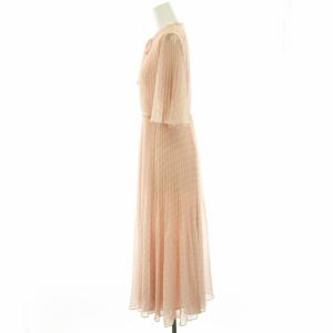 CELFORD 22AW バリエーションプリントプリーツワンピース シフォン ミモレ ロング リボン 総柄 半袖 38 M ベビーピンク