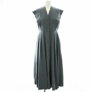 22SS サーキュラーエンブロイダリーワンピース ノースリーブ ロング マキシ スキッパー 刺繍 タック 比翼ボタン 36