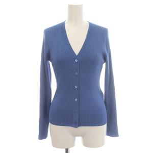 23AW カーディガン Vネック ニット アセテート 長袖 36 S 青 ブルー