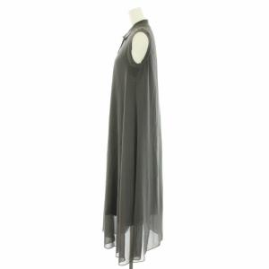 ANAYI 23SS シフォンコンビスキッパー衿ワンピース ロング ノースリーブ 36 S グレー
