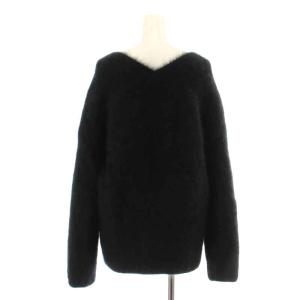 Plage 21AW FurアゼVネックプルオーバー ニット セーター 長袖 ウール F 黒 ブラック 21080922201040