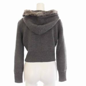 M'S GRACY ニット ジップアップ パーカー ジャケット ラビットファー付き 長袖 38 M グレー