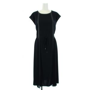 ワンピース ロング ノースリーブ ステッチ 36 S 紺 ネイビー