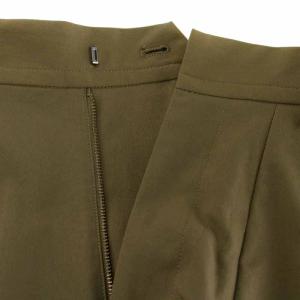UNITED ARROWS ポリエステルツイル ドローストヘム パンツ ハイウエスト 2プリーツ ロング 36 S カーキ 1514-162-5244