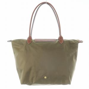 Longchamp ルプリアージュ L トートバッグ ショルダーバッグ 舟形 ナイロン レザー カーキ 茶色 ブラウン L1899089A23