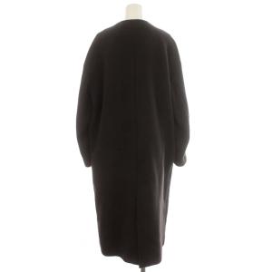 IENA ノーカラーコート ウール混 ロング コート 36 S 茶 ブラウン