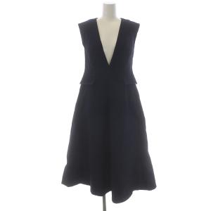 23SS バリエーションジャンパードレス ワンピース ミモレ ロング デニムライク Vネック フレア 38 M インディゴ