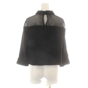 ELISA セットアップ 上下 シャツ ブラウス 七分袖 メッシュ プルオーバー タイトスカート ロング ミモレ 2 M 黒 ブラック