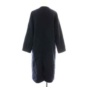 IENA 20AW MANTECO ノーカラーコート ロング ダブル ウール 36 S 紺 ネイビー 20020900515130
