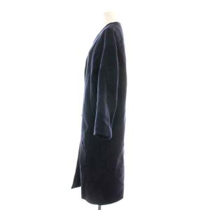 IENA 20AW MANTECO ノーカラーコート ロング ダブル ウール 36 S 紺 ネイビー 20020900515130
