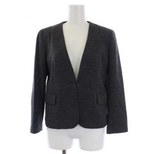 TOMORROWLAND スーツ セットアップ 上下 ノーカラージャケット 総裏地 シングル タイトスカート ミモレ丈 ウール ナイロン 36 S グレー