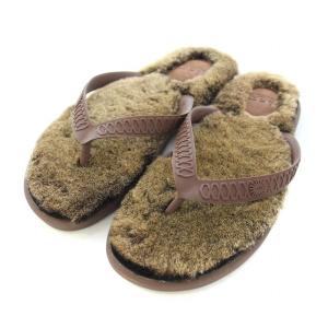 フラッフィー FLUFFIE ボア ビーチサンダル 6W 23cm 茶 ブラウン /TK